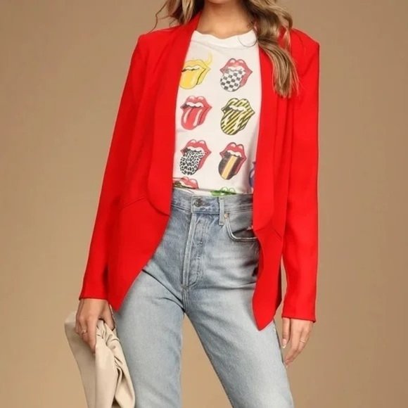 Lulus Jackets & Blazers - Lulus Miss Punctuality Red Lightweight Blazer